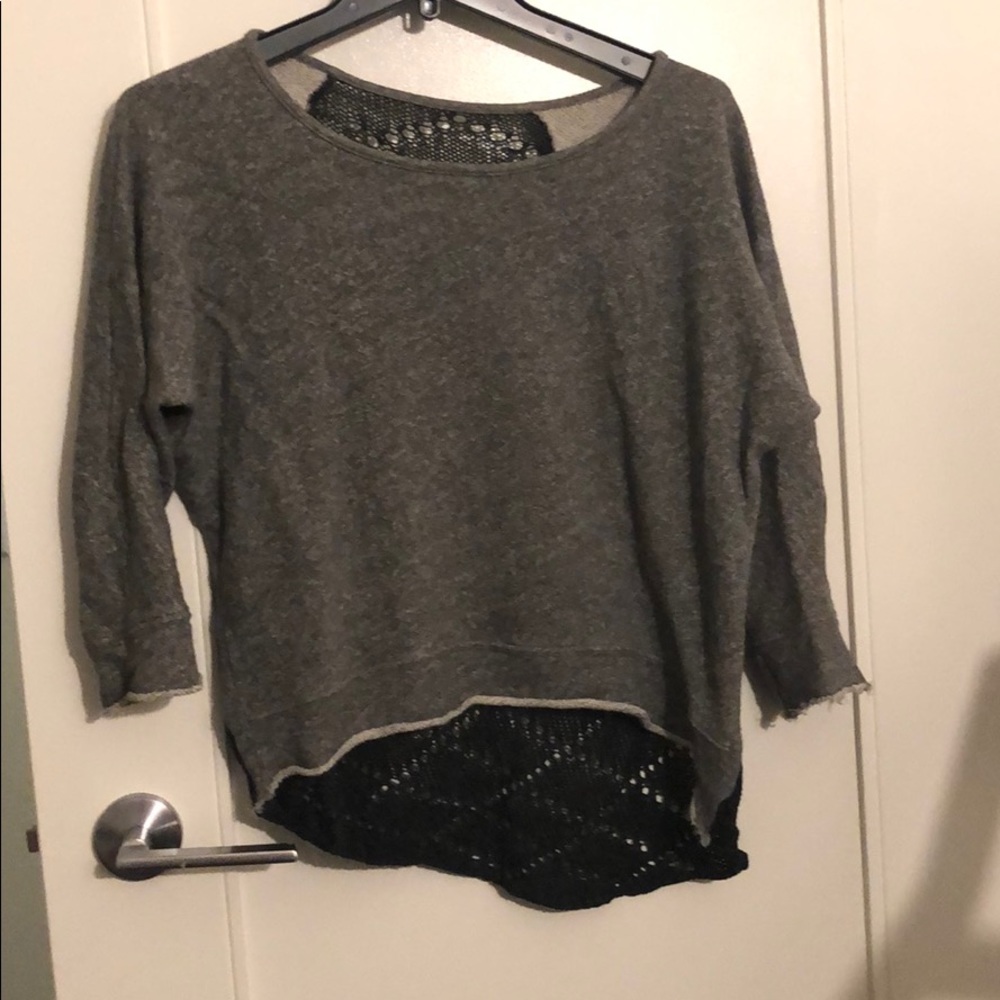 Asymmetrical combo sweatshirt with knitted back